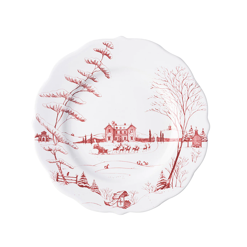 SCALLOP DINNER PLATE CE WINTER FROLIC RUBY 11INCHW