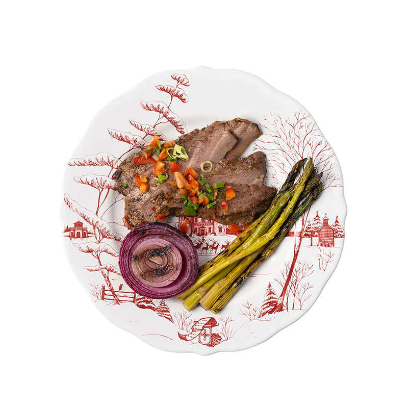 SCALLOP DINNER PLATE CE WINTER FROLIC RUBY 11INCHW