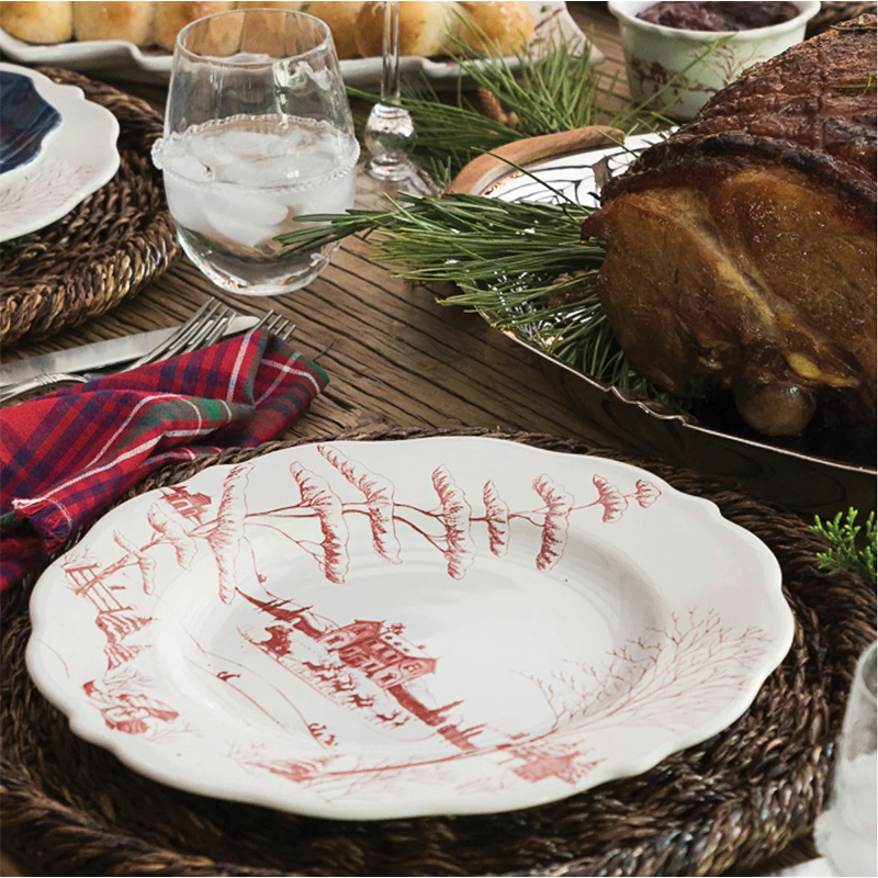 SCALLOP DINNER PLATE CE WINTER FROLIC RUBY 11INCHW