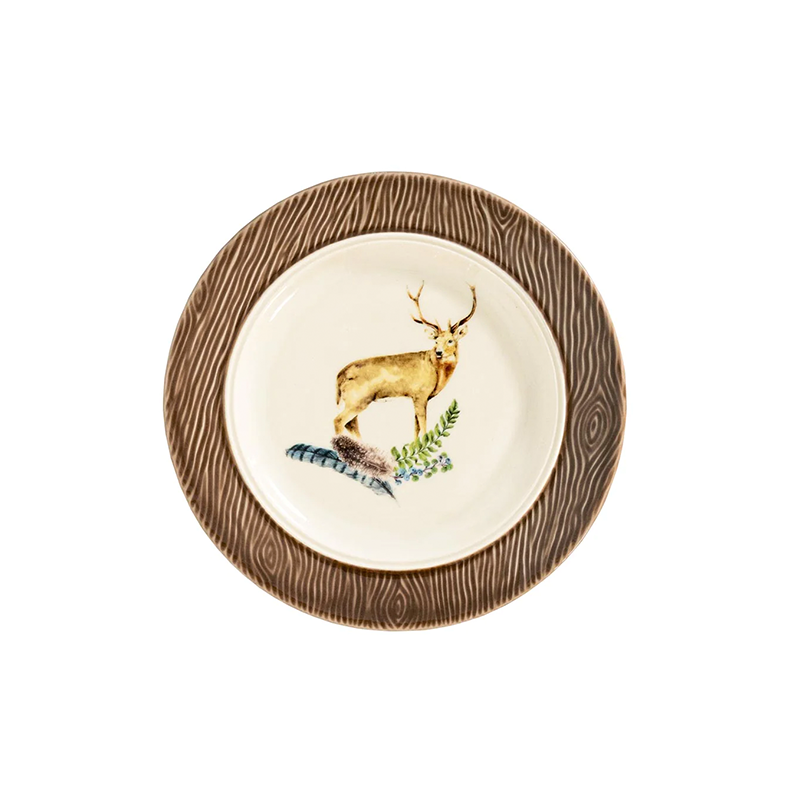 FOREST WALK ANIMAL COCKTAIL PLATES, ASSORTED SET/4