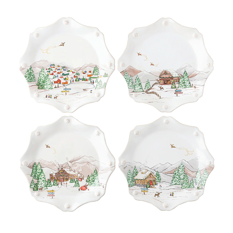 SCALLOPED DESSERT SALAD SET 4 B&T NORTH POLE
