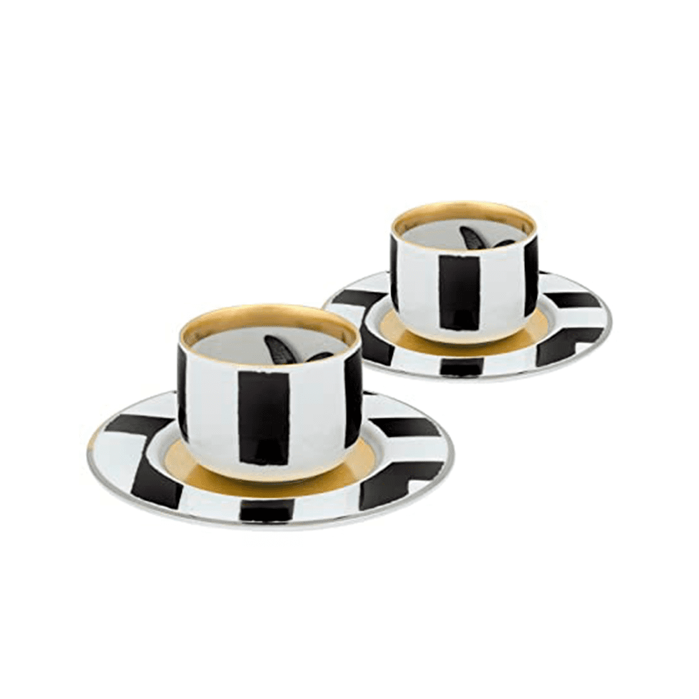JUEGO 2 TAZAS CAFÉ C/ PLATILLO S Y SOMBR - Disponible en Corinne Regalos