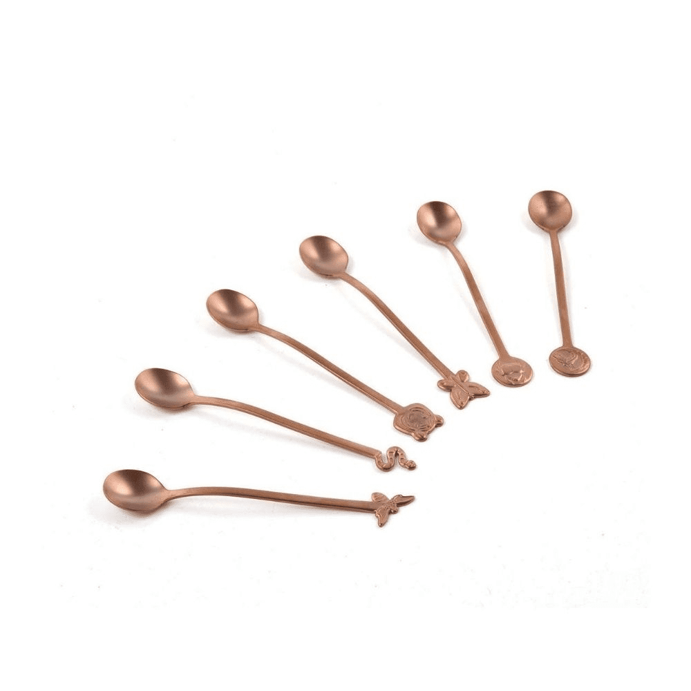 LIVING ANTIQUE PVD COPPER SET 6 PARTY SPOONS FASHION - Disponible en Corinne Regalos