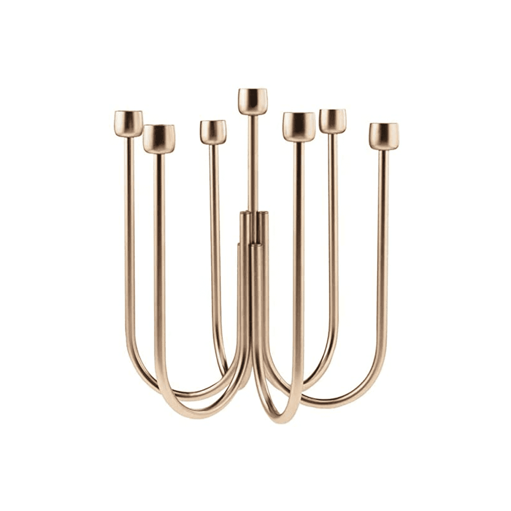 KYMA HI-TECH STAINLESS STEEL CANDELABRA 7 CANDLES 25CM. H.30 - Disponible en Corinne Regalos