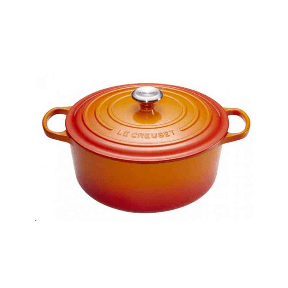 ROUND CASSEROL/OVEN 26CM FLAME SS KNOB - LE CREUSET FRANCE - Compralo en CorinneRegalos.com