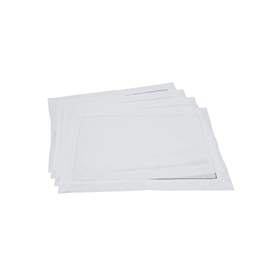 Classic Linen Hemstitch Napkin 100% linen White 14x20 - Disponible en Corinne Regalos