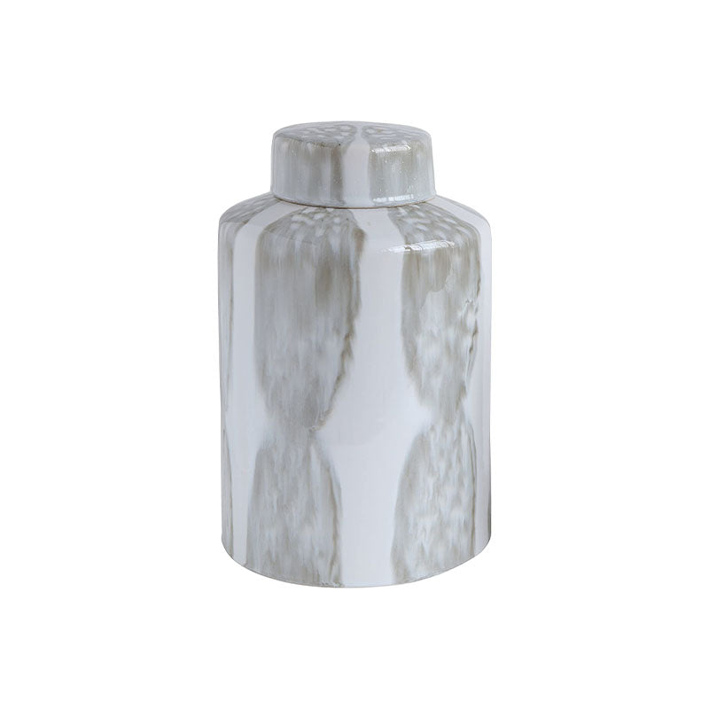 "8-1/2""RNDX 13-1/4""H DECORATIVE STONEWARE GINGER JAR, GREY " - BLOOMINGVILLE - Compralo en CorinneRegalos.com