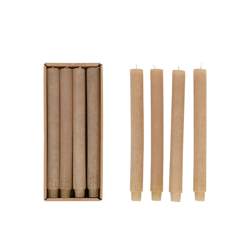"S/12 10""H Unscented PleatedTaper Candles in Box, Linen" - Disponible en Corinne Regalos