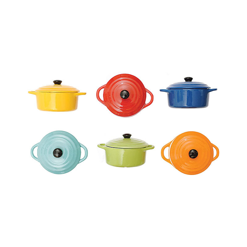 "5"" ROUND X 3""H STONEWARE MINI BAKER W/ LID, 6 COLORS " - CREATIVE COOP - Compralo en CorinneRegalos.com