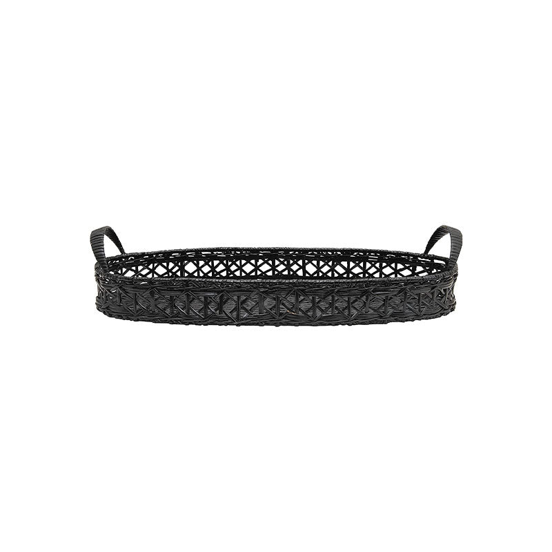 "32-1/2""L Rattan Tray w Handle,Black" - Disponible en Corinne Regalos