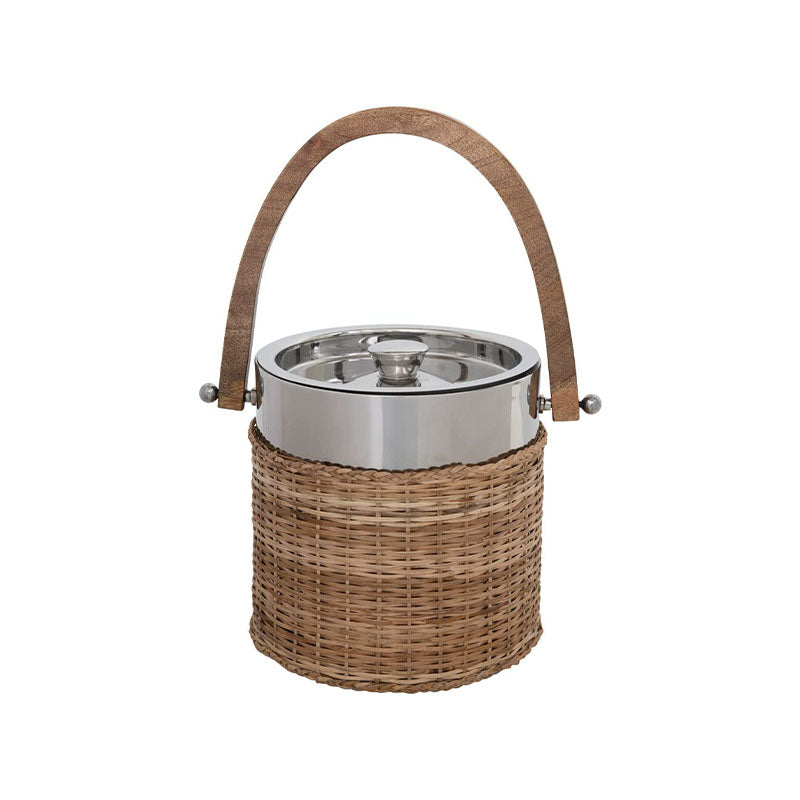 "9-1/2""L x 7-1/2""H Metal IceBucket w Mango Wood Handle" - Disponible en Corinne Regalos