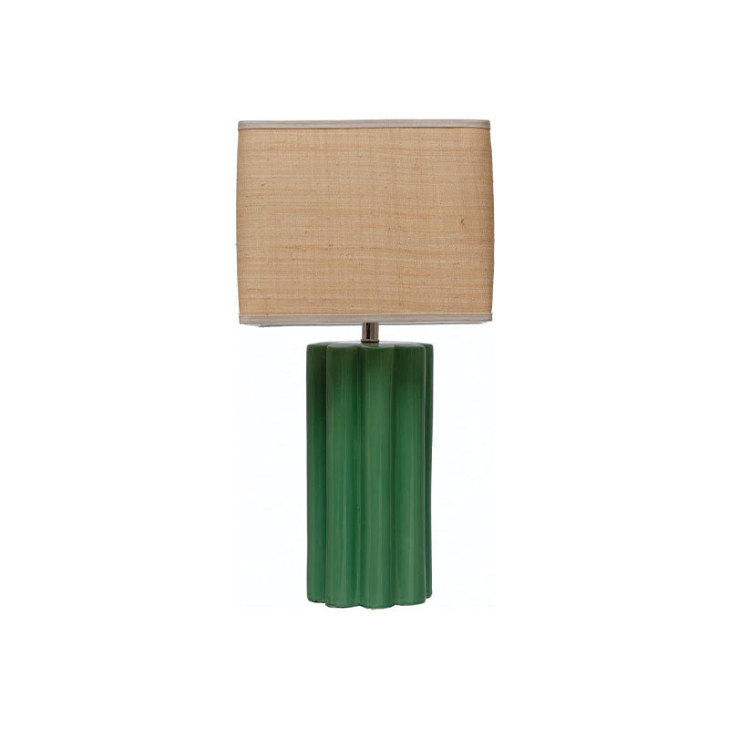 "28-1/2""H STONEWARE TABLE LAMP W/ RAFFIA SHADE (150WATT) " - CREATIVE COOP - Compralo en CorinneRegalos.com