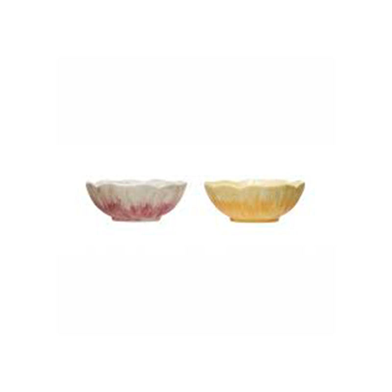 "41/2""Round x 1-3/4""H Stoneware Flower Bowl 2 Styles" - CREATIVE CO-OP - Compralo en CorinneRegalos.com
