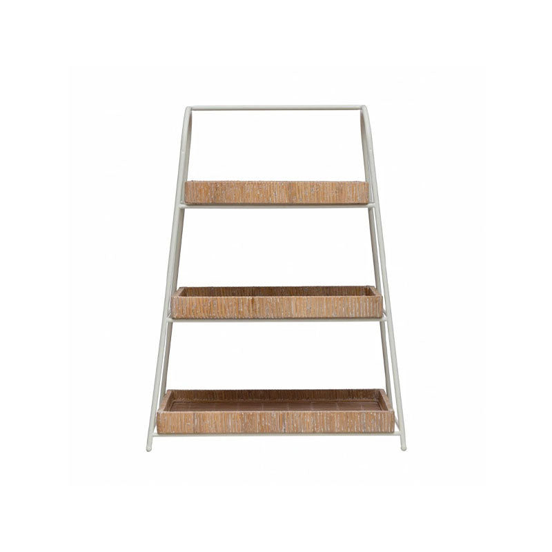 "19""L x 26""H Decorative Metal,Wood & Bamboo 3-Tier Tray" - Disponible en Corinne Regalos