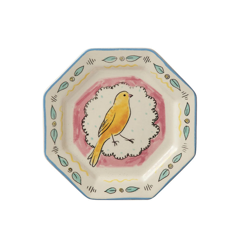 "8-1/4"" Round Decorative Ceramic Plate w/ Bird " - CREATIVE COOP - Compralo en CorinneRegalos.com