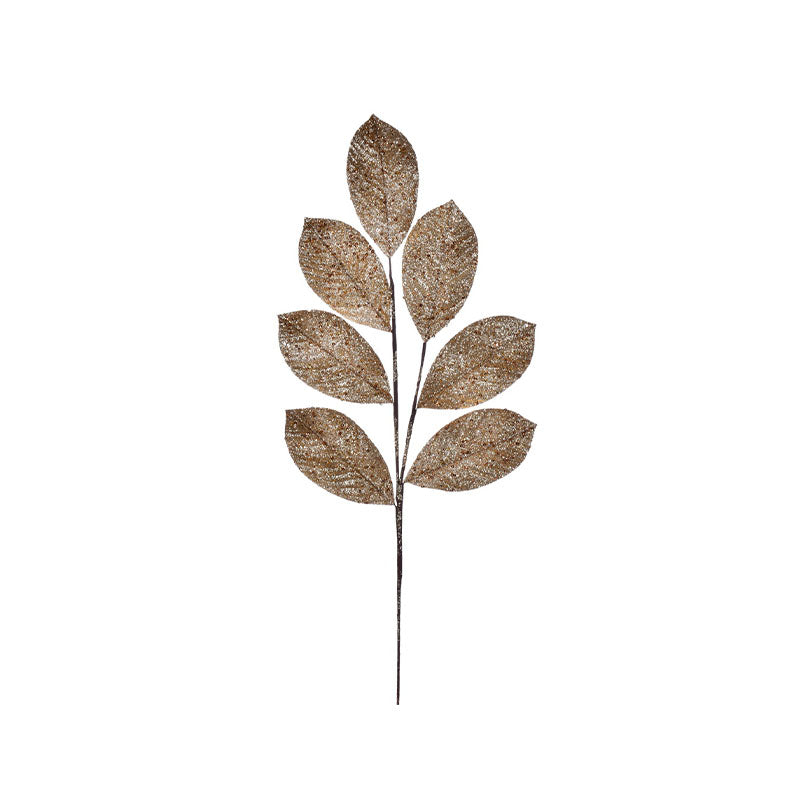 "27"" Gold Glitter Leaf Spray 4/bag" - Disponible en Corinne Regalos