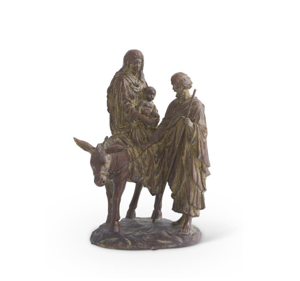 14 Inch Brown Resin Nativity Figurine (Joseph w/Mary Riding Donkey - K&K INTERIORS - Compralo en CorinneRegalos.com