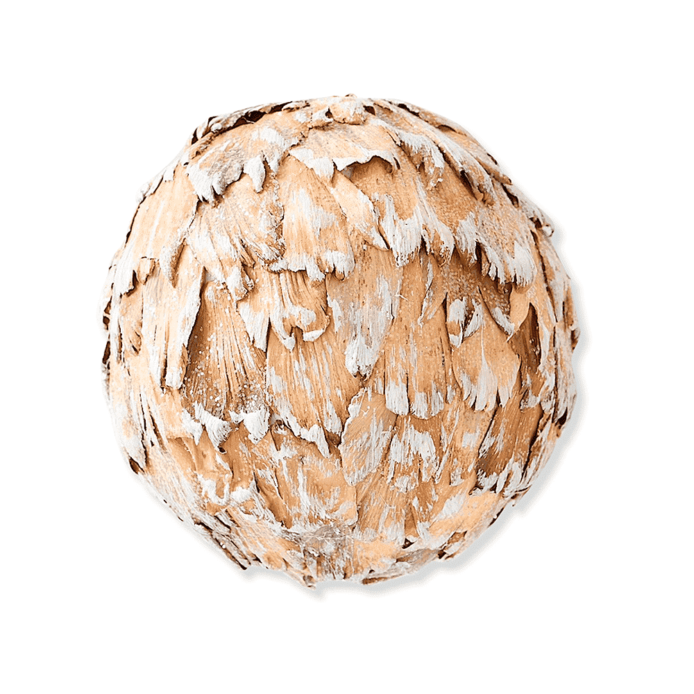 5 INCH ROUND WOOD SHAVED PETAL ORNAMENT - Disponible en Corinne Regalos