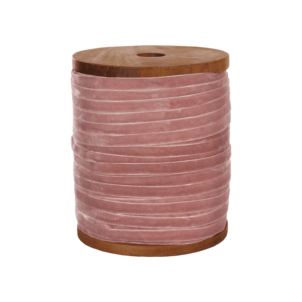 VELVET RIBBON WOOD SPOOL 100M GREY-PINK 100M L1CM - SHISHI - Compralo en CorinneRegalos.com