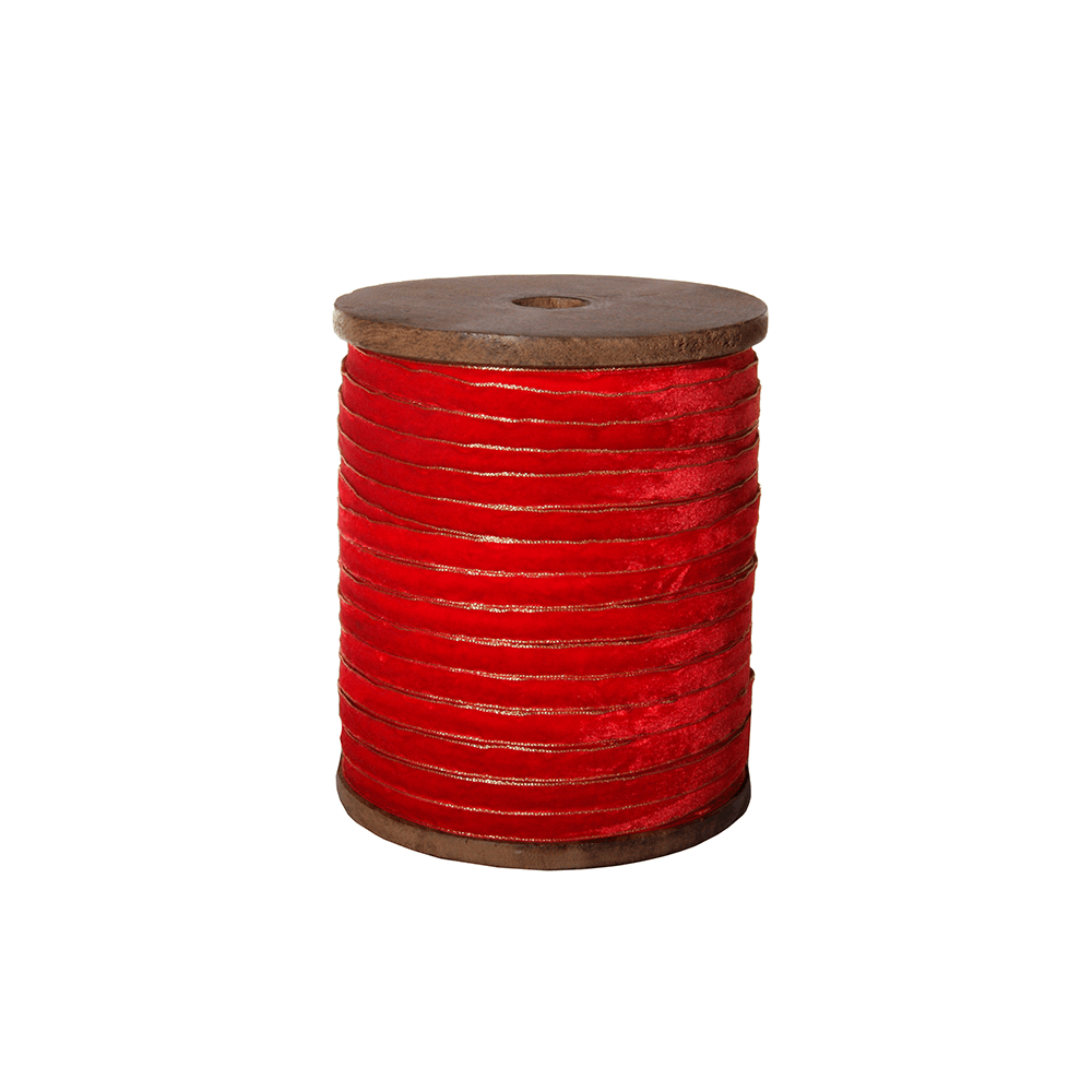 VELVET 10MM-RIBBON ON SPOOL RED GOLD EDGE 100M 100CM (L=1CM) - SHISHI - Compralo en CorinneRegalos.com