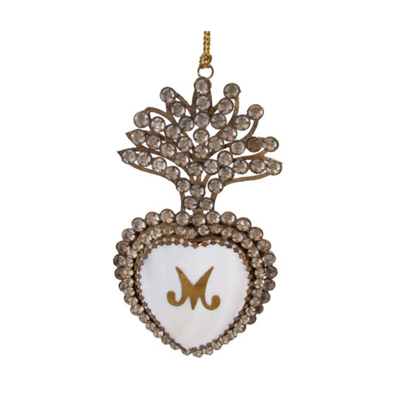 Opening heart glass beaded antique gold 19cm - SHISHI - Compralo en CorinneRegalos.com