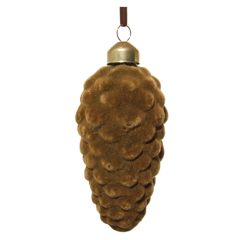 Glass cone brown sugared fir and berry top with bow 25cm - SHISHI - Compralo en CorinneRegalos.com