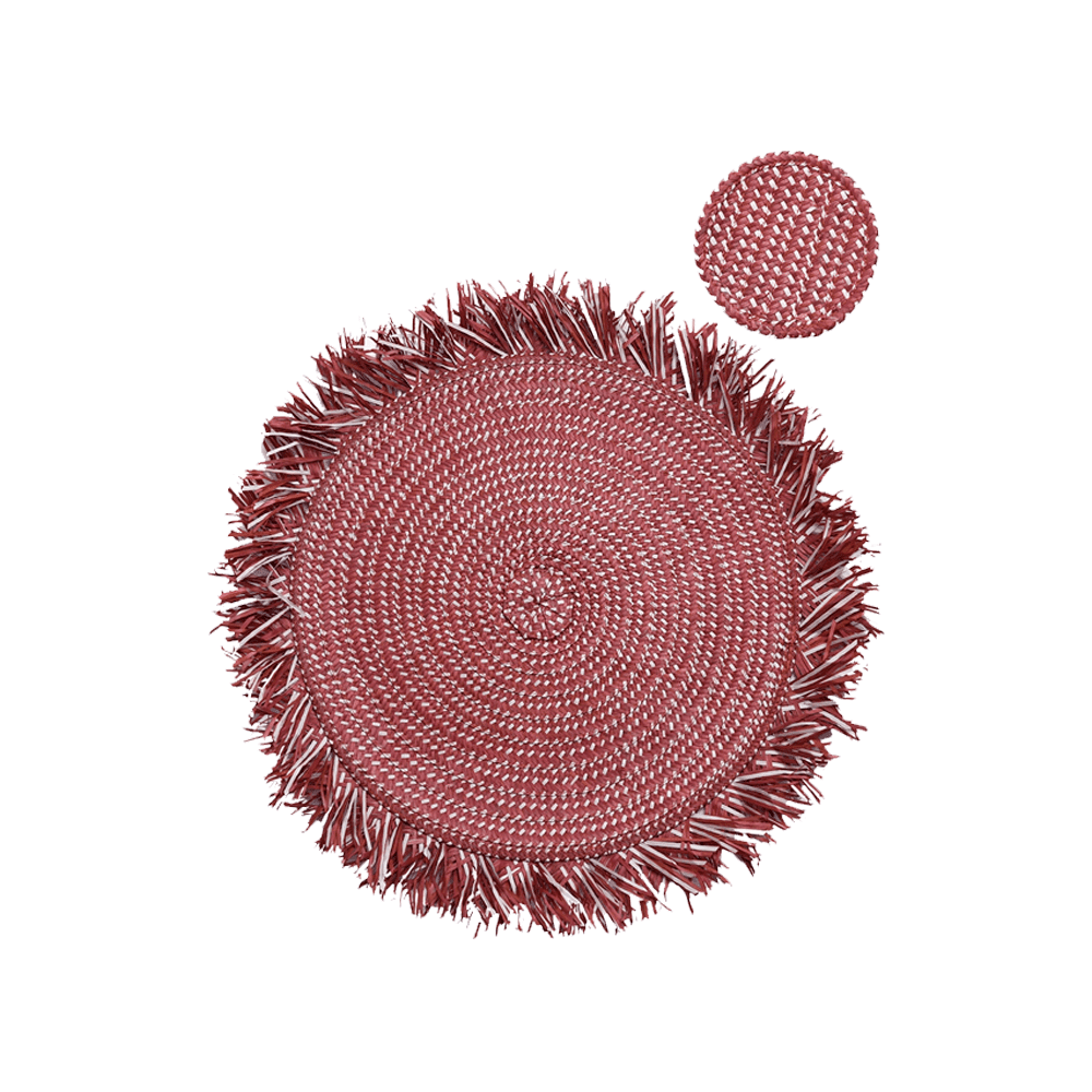Zenu Place Mats Coasters Set of 4 Red Creme - Disponible en Corinne Regalos