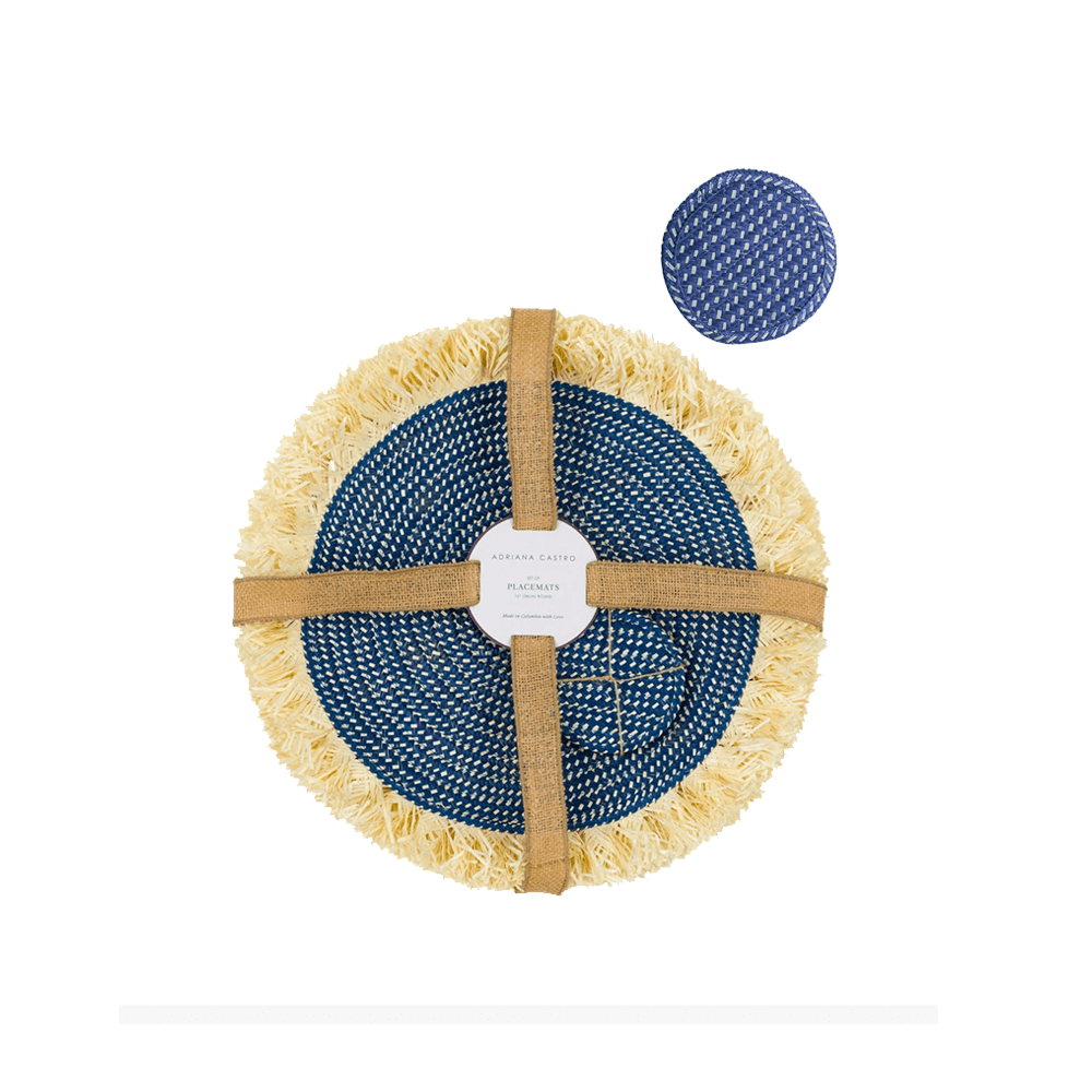 Zenu Place mats Coasters Set of 4 Blue Creme - Disponible en Corinne Regalos