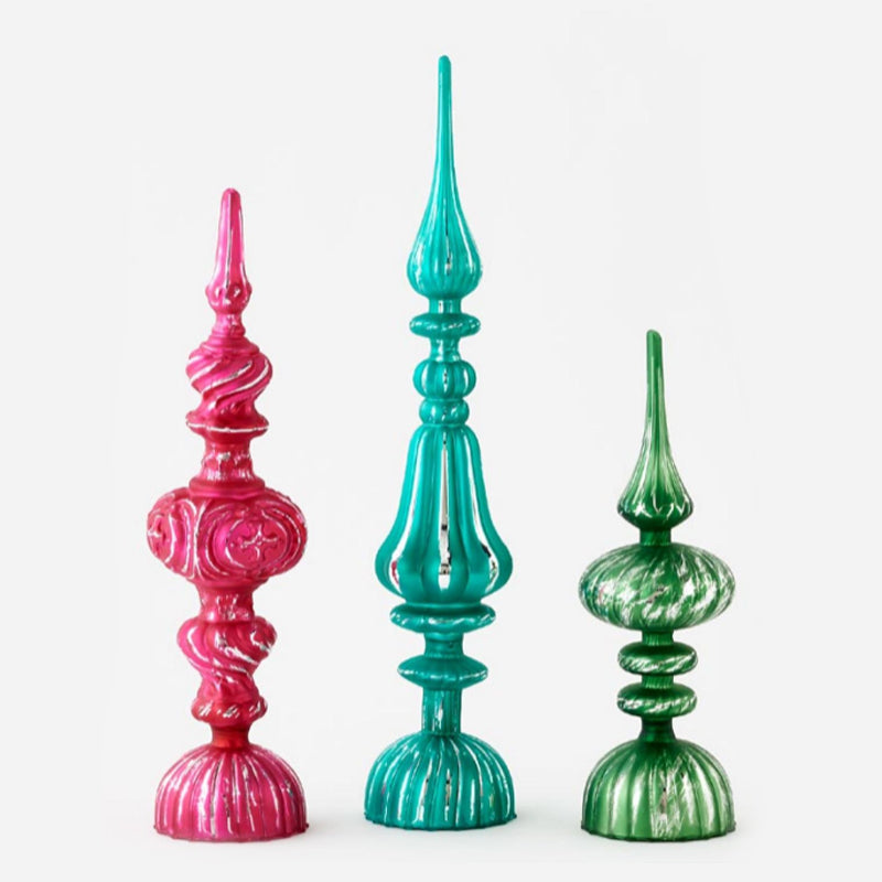 "Finial, St/3, Glass, 12"", 15"", 17.5""" - ONE HUNDRED - Compralo en CorinneRegalos.com