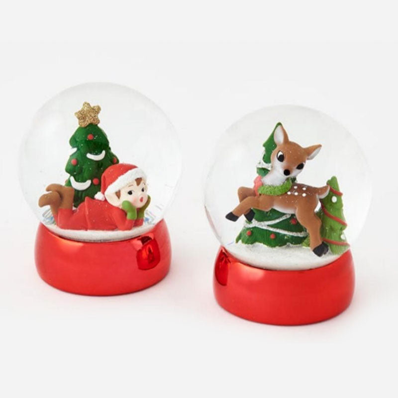"Deer & Elf Waterglobe, 2 Asst, Glass/Resin,4.5""" - ONE HUNDRED - Compralo en CorinneRegalos.com