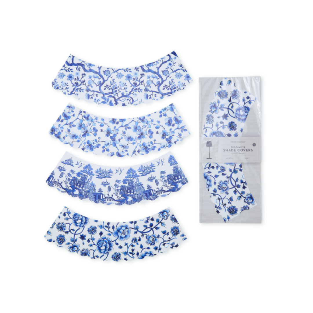 CHINOISERIE 24 PC PAPER SHADE COVER UN INCL 4 PATTERNS - TWO'S COMPANY - Compralo en CorinneRegalos.com