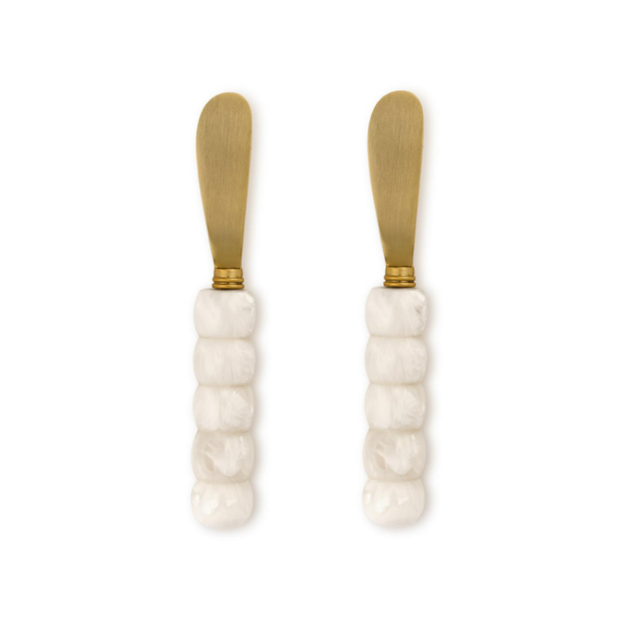 MODERN POP S/2 WHITE BEADED SPREADERS ON GIFT CARD - TWO'S COMPANY - Compralo en CorinneRegalos.com