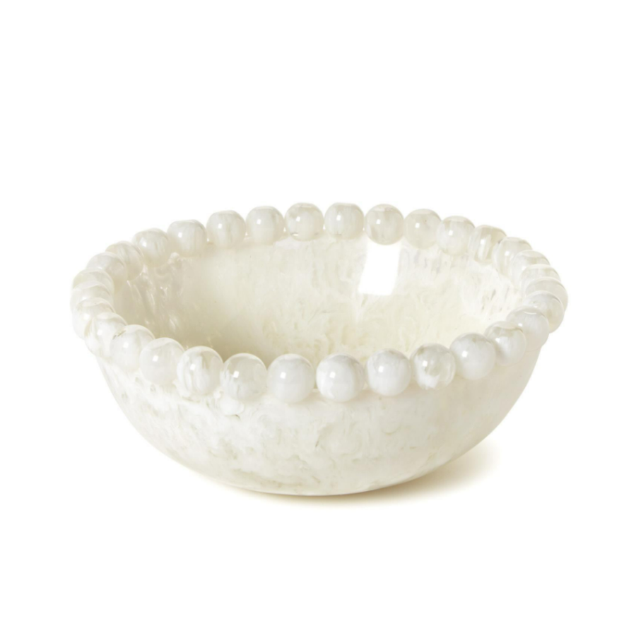 MODERN POP WHITE BEADED RIM BOWL - TWO'S COMPANY - Compralo en CorinneRegalos.com