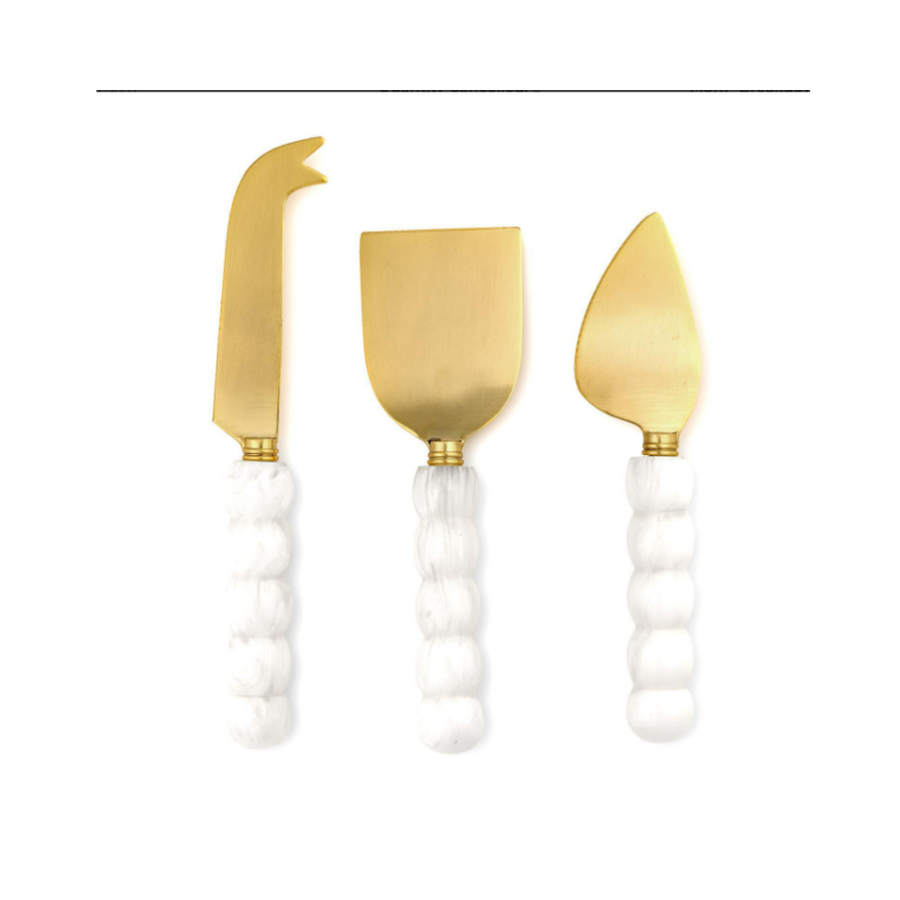 MODERN POP S/3 WHITE BEADED CHEESE KNIVES IN GIFT BOX - TWO'S COMPANY - Compralo en CorinneRegalos.com