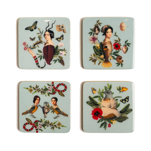 COASTERS SET 4 BESTIARIO 3 - MUZALUCI - Compralo en CorinneRegalos.com