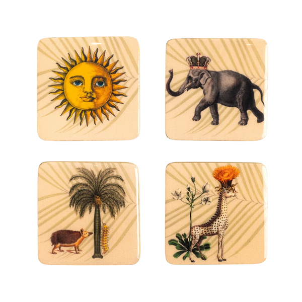 COASTERS SET 4 CIRCUS 3 - MUZALUCI - Compralo en CorinneRegalos.com