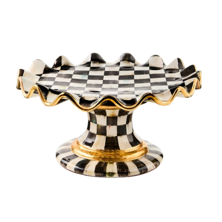 COURTLY CHECKS FLUTED CAKE STAND - MACKENZIE-CHILDS - Compralo en CorinneRegalos.com