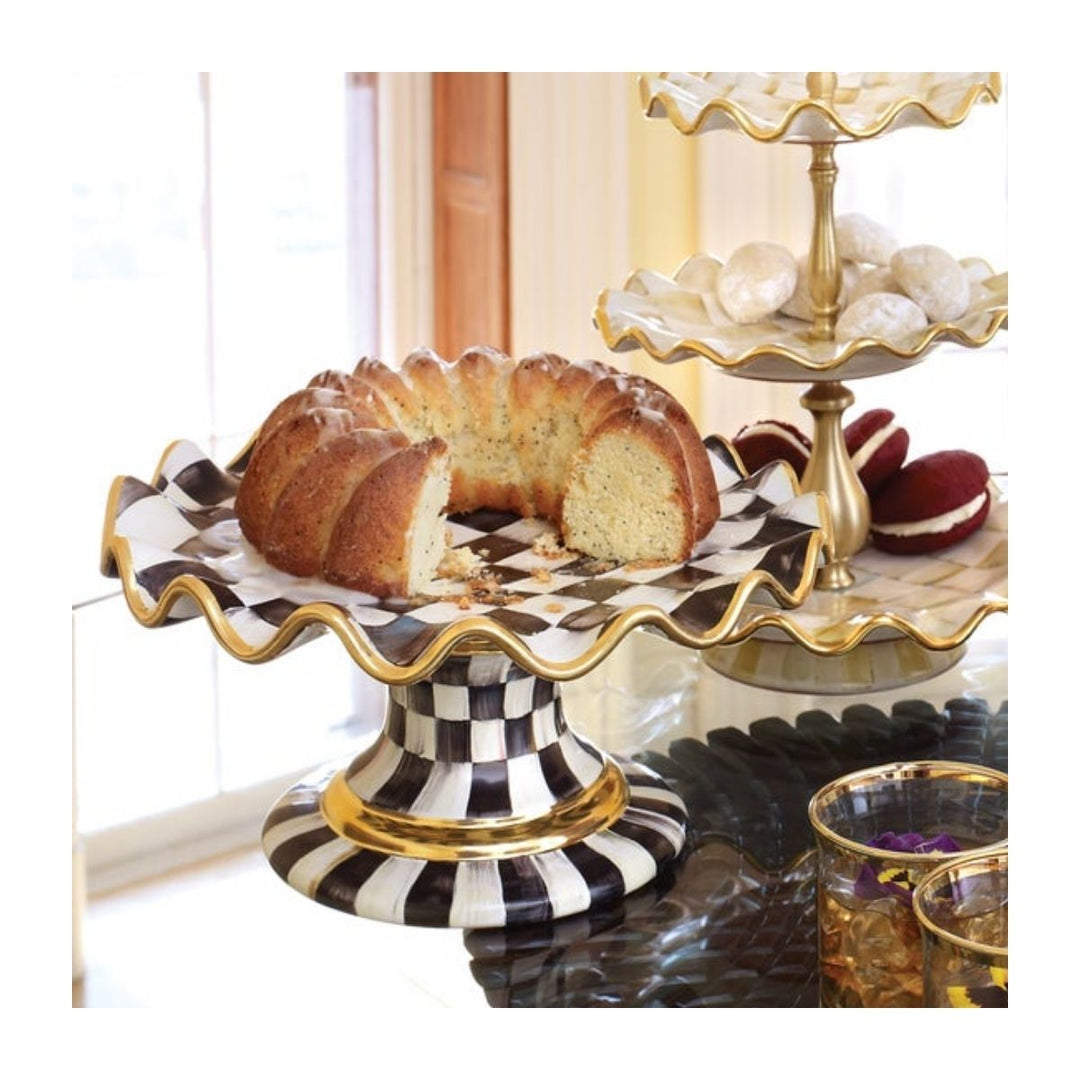 COURTLY CHECKS FLUTED CAKE STAND