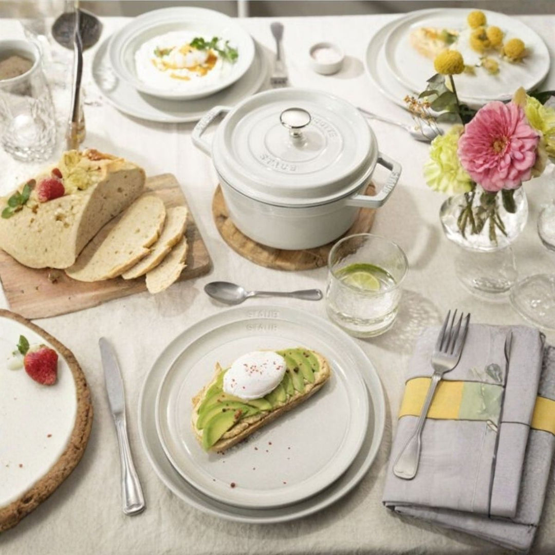 PLATE FLAT 22 CM WHITE TRUFFLE CERAMIC