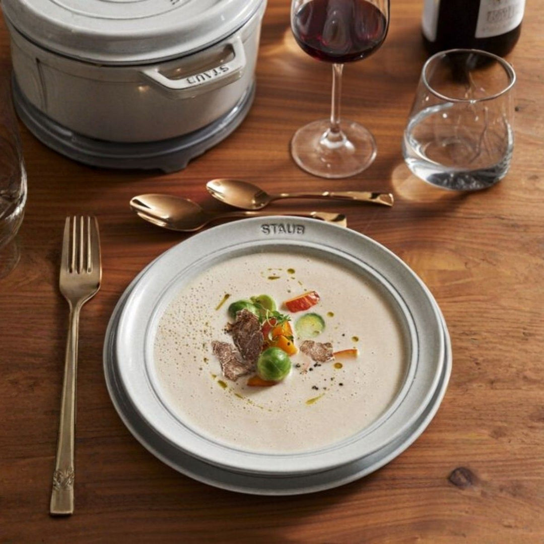 PLATE 24 CM WHITE TRUFFLE CERAMIC