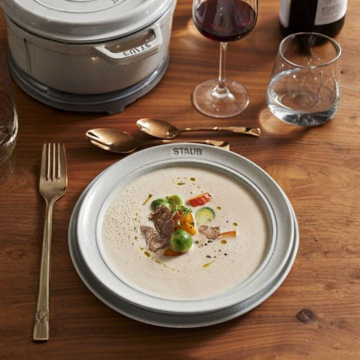 PLATE 24 CM WHITE TRUFFLE CERAMIC