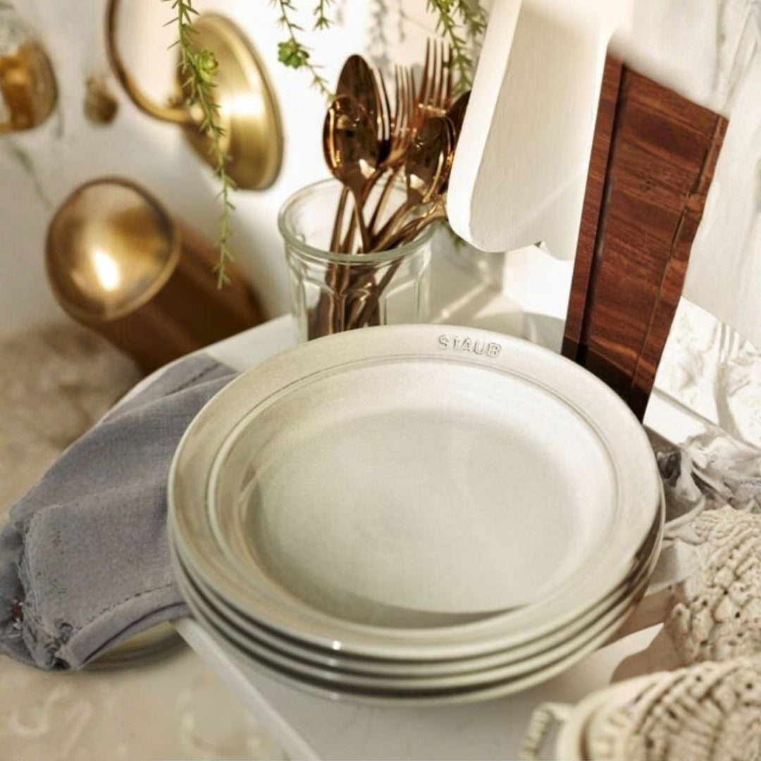 PLATE 24 CM WHITE TRUFFLE CERAMIC