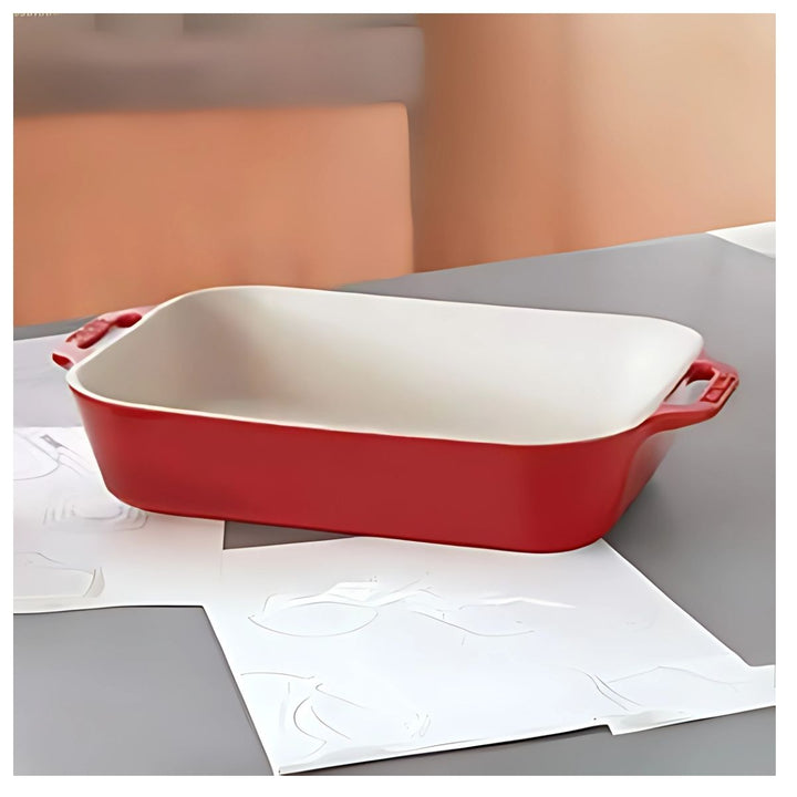 OVEN DISH 27 X 20 CM CERAMIC CHERRY