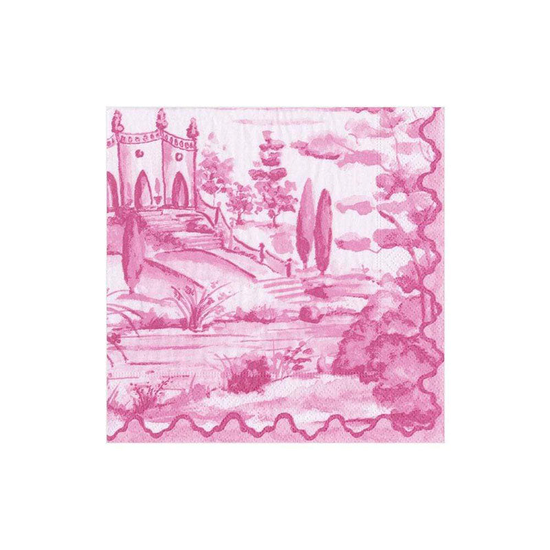NAPKIN COCKTAIL TUSCAN TOILE BERRY - CASPARI - Compralo en CorinneRegalos.com