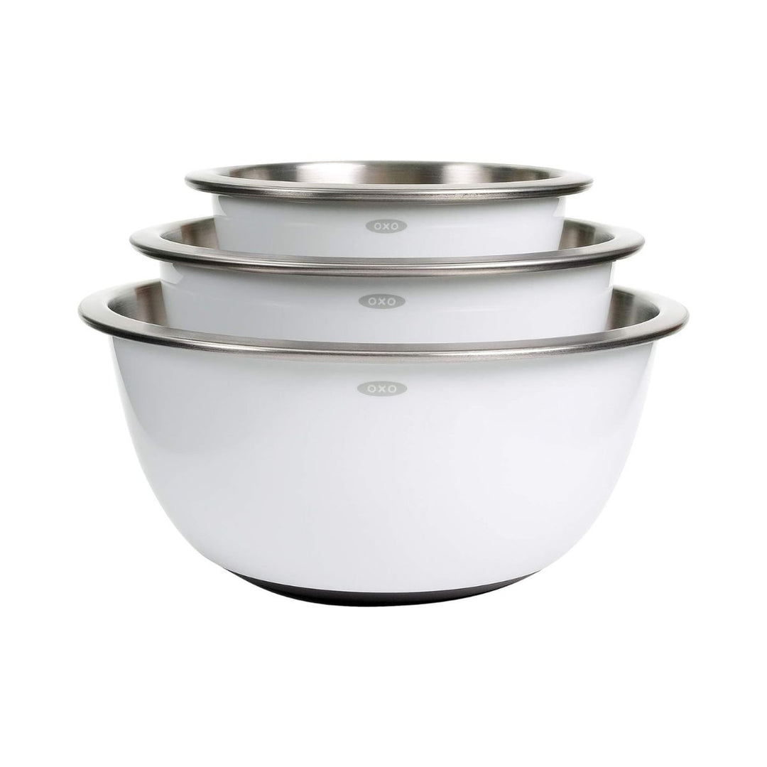 OXO GG 3 PIECE STAINLESS STEEL INSULATED MIXING BOWL SET - WHITE