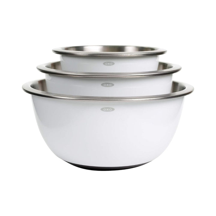 OXO GG 3 PIECE STAINLESS STEEL INSULATED MIXING BOWL SET - WHITE