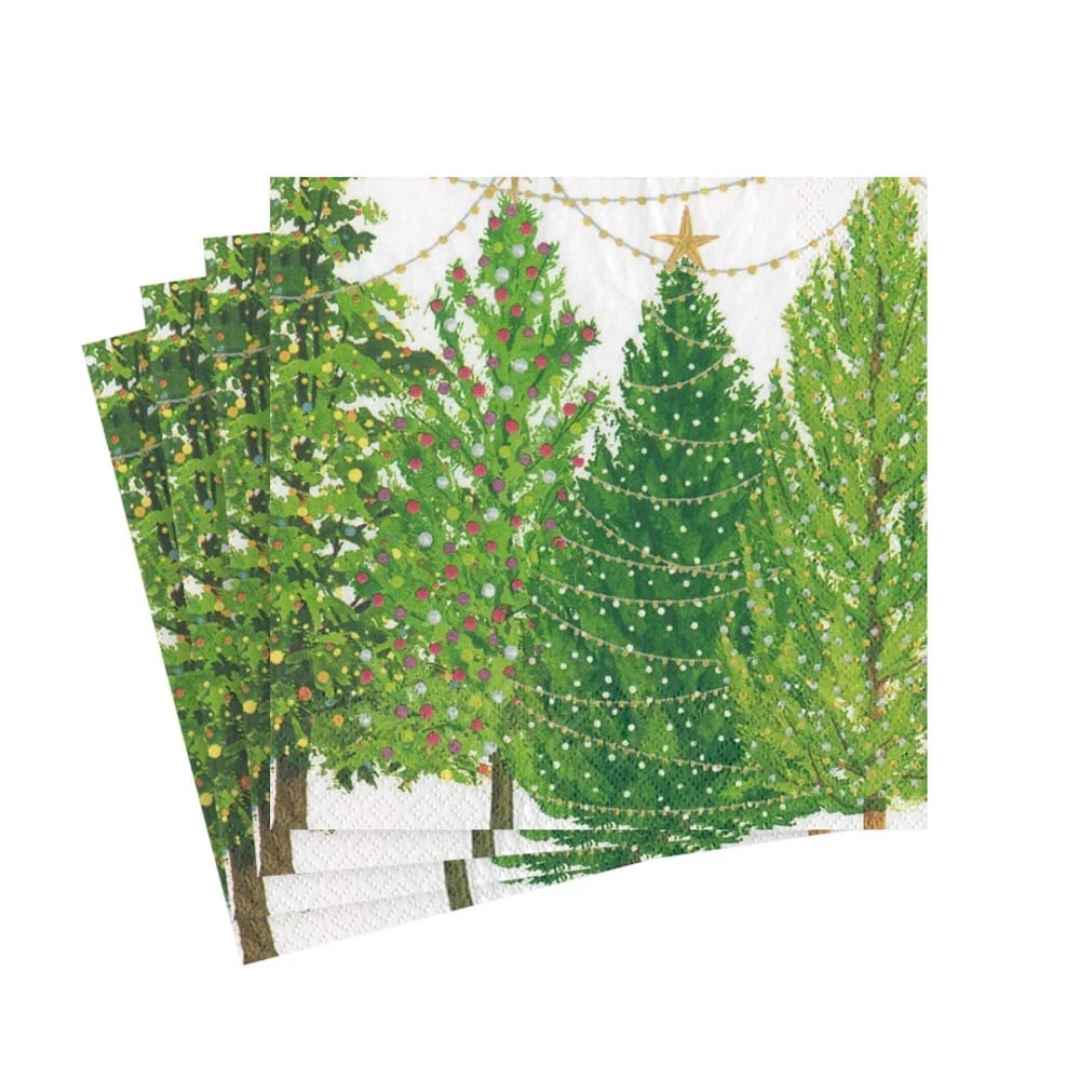 CHRISTMAS TREES WITH LIGHTS NAPKIN COCKTAIL - CASPARI - Compralo en CorinneRegalos.com
