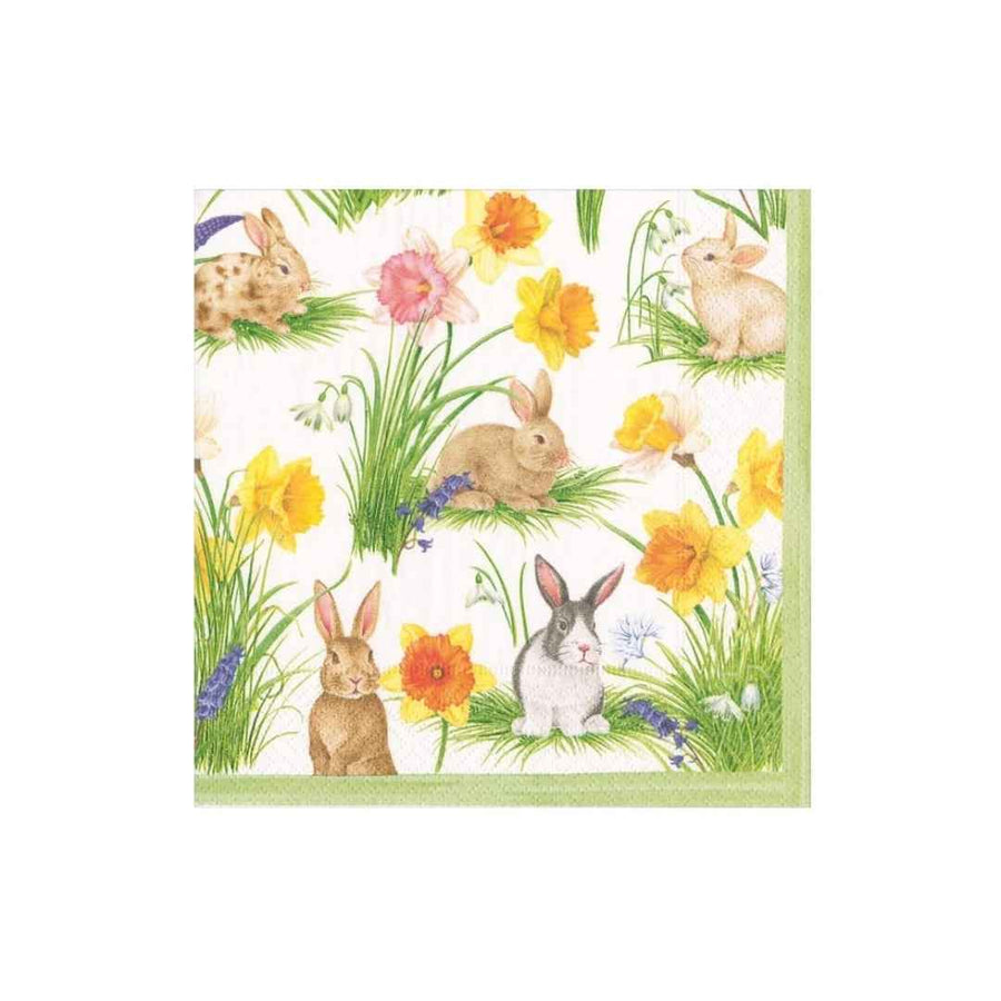 BUNNIES AND DAFFODILS NAPKIN COCKTAIL - CASPARI - Compralo en CorinneRegalos.com