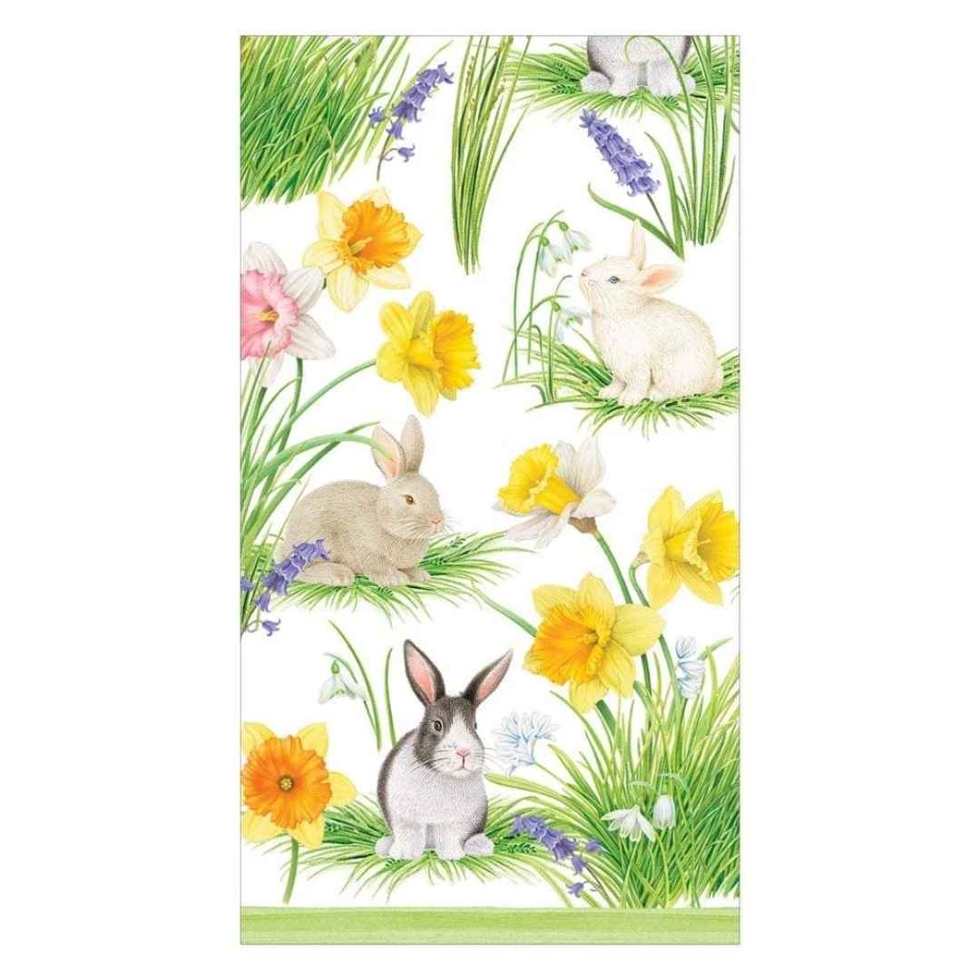 BUNNIES AND DAFFODILS GUEST TOWEL - CASPARI - Compralo en CorinneRegalos.com