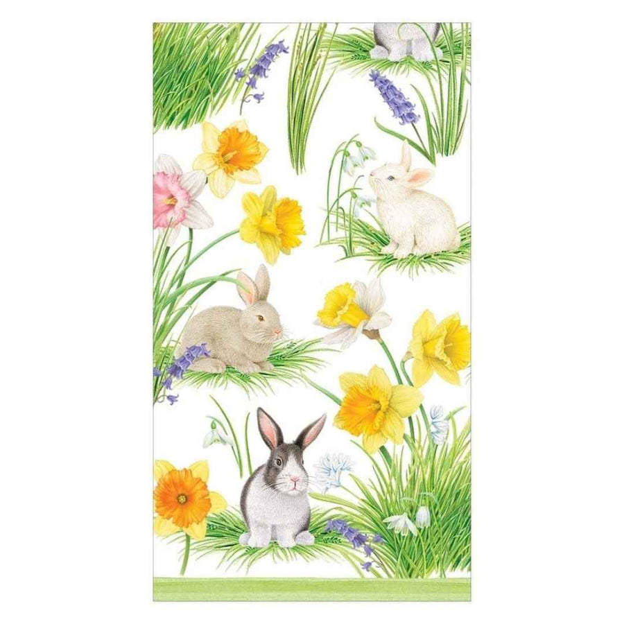 BUNNIES AND DAFFODILS GUEST TOWEL - CASPARI - Compralo en CorinneRegalos.com